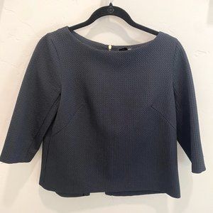 Club Monaco, ¾ Sleeve Popover Shirt, Zipper Detail, Navy Blue, Size Medium